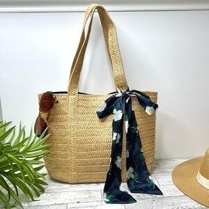 Draper James Everyday Straw Bag & Floral Scarf